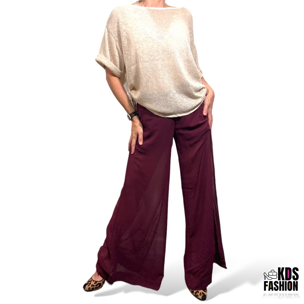 Uniq Sheer Wide Leg Dress Pants w/Built In Shorts SM, MD NWT